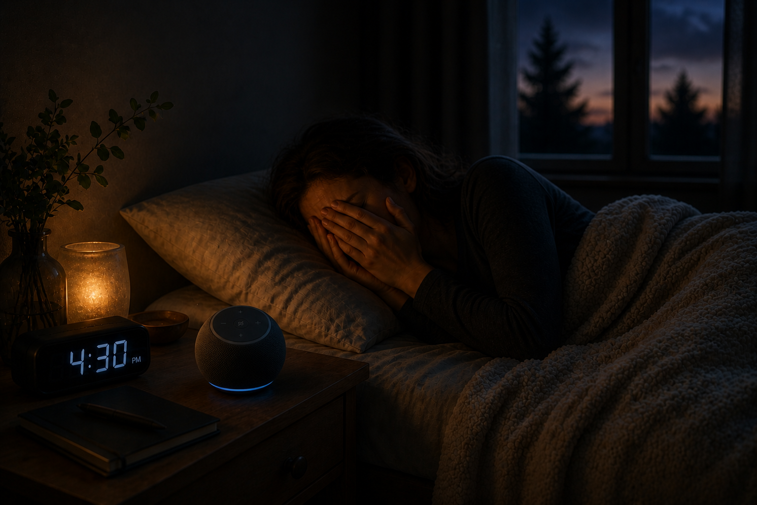 Calm night scene for the I'm Anxious Alexa skill
